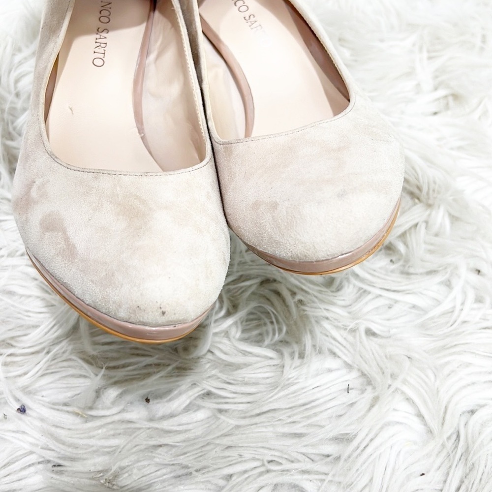 FRANCO Sarto Patent Leather Heel Nude Suede Pump Classic Platform size 9.5 - Picture 4 of 12